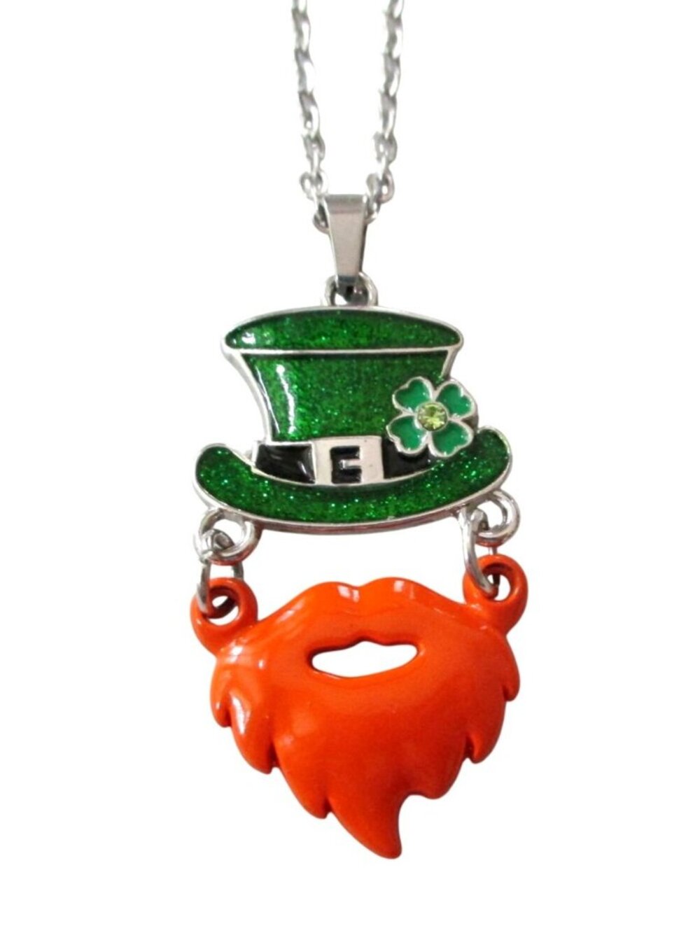 New St. Patricks Day Pendant Necklace on 18" Stainless Chain